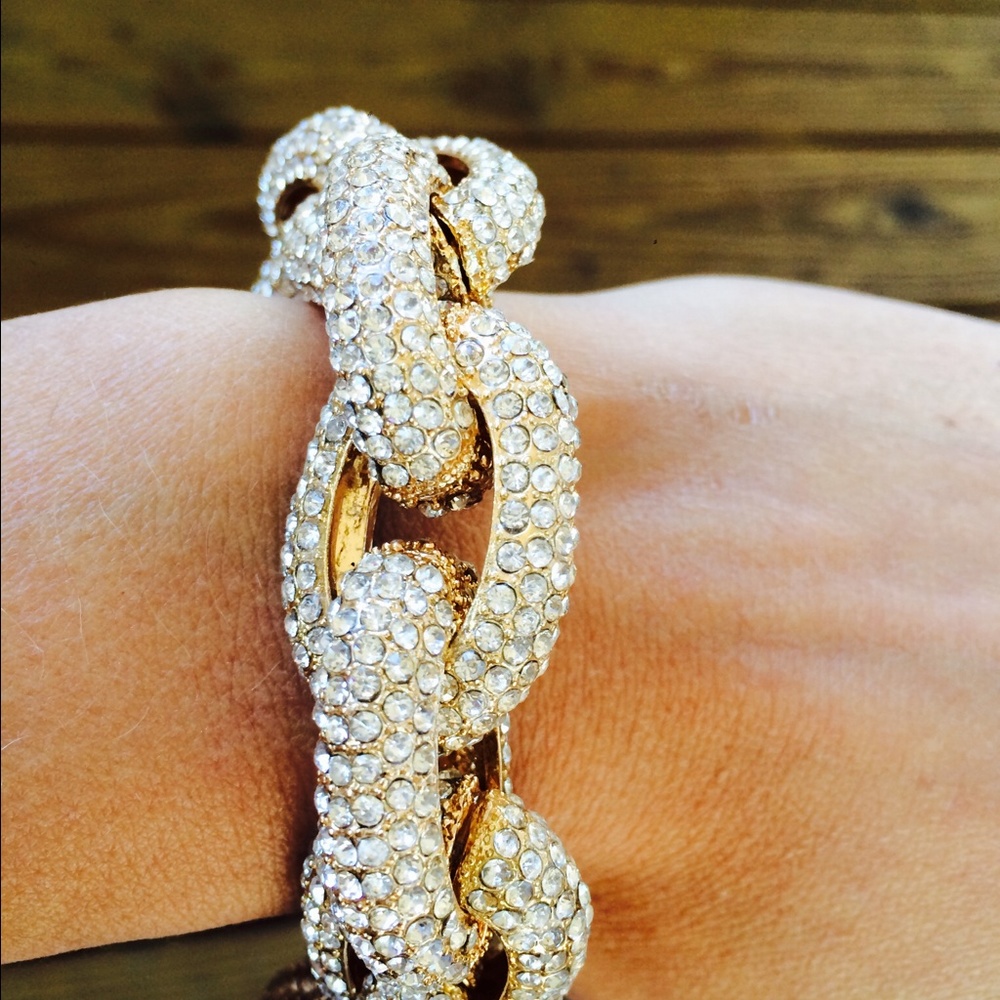 Pave link statement bracelet